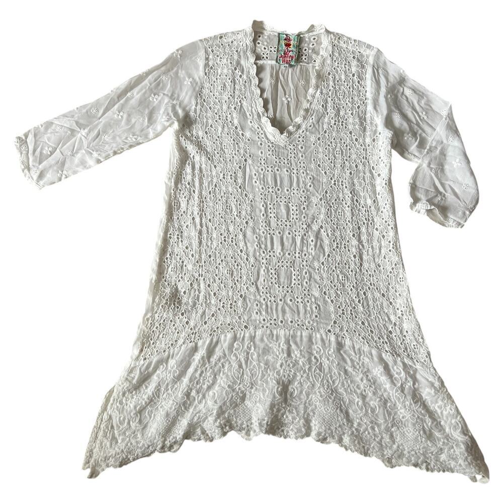 Johnny Was Embroidered Sheer Cover-up Dress Sz XS - Picture 2 of 5